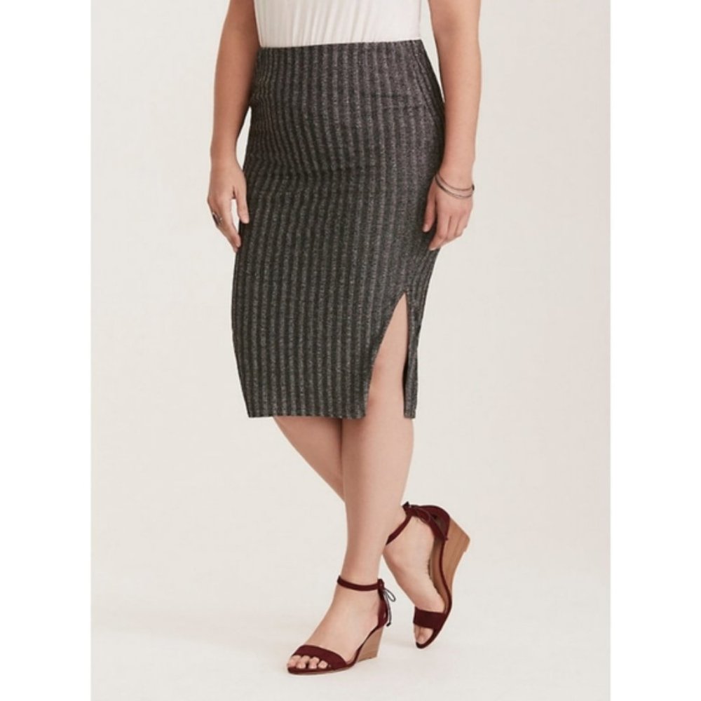 Silver Midi Pencil Skirt